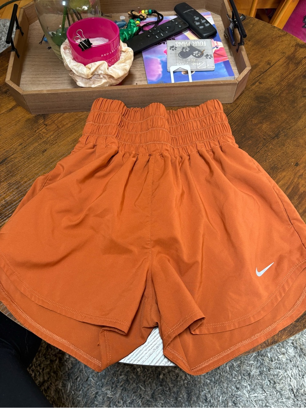 Nike Women's Orange High Waist Athletic Shorts